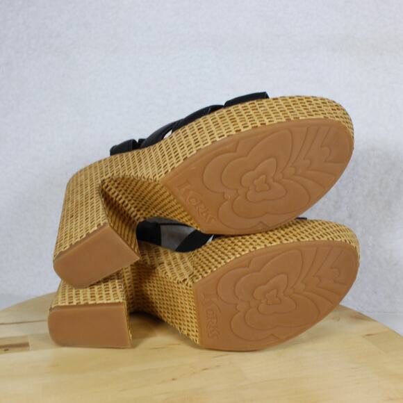 Korks Sandals Womens 11 Black Platform Heel Strappy Y2K Comfort Chunky - Picture 4 of 11